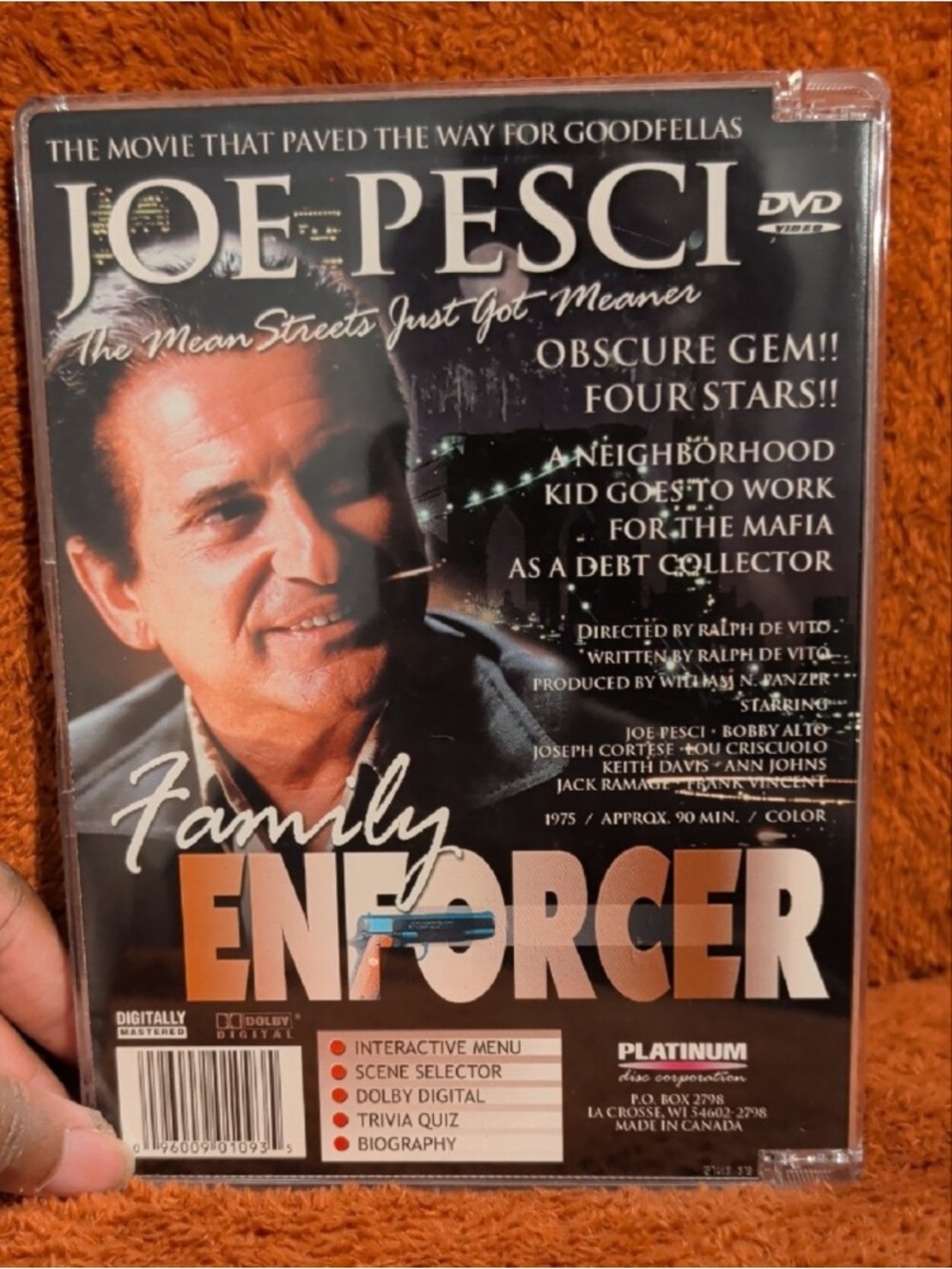 Joe Pesci Family Enforcer DVD - Black/Orange Cover